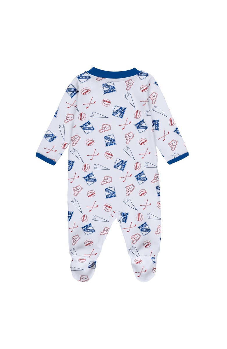 WEAR by Erin Andrews Newborn & Infant White New York Rangers Sleep & Play Full-Zip Footed Jumper with Bib, Alternate, color, 