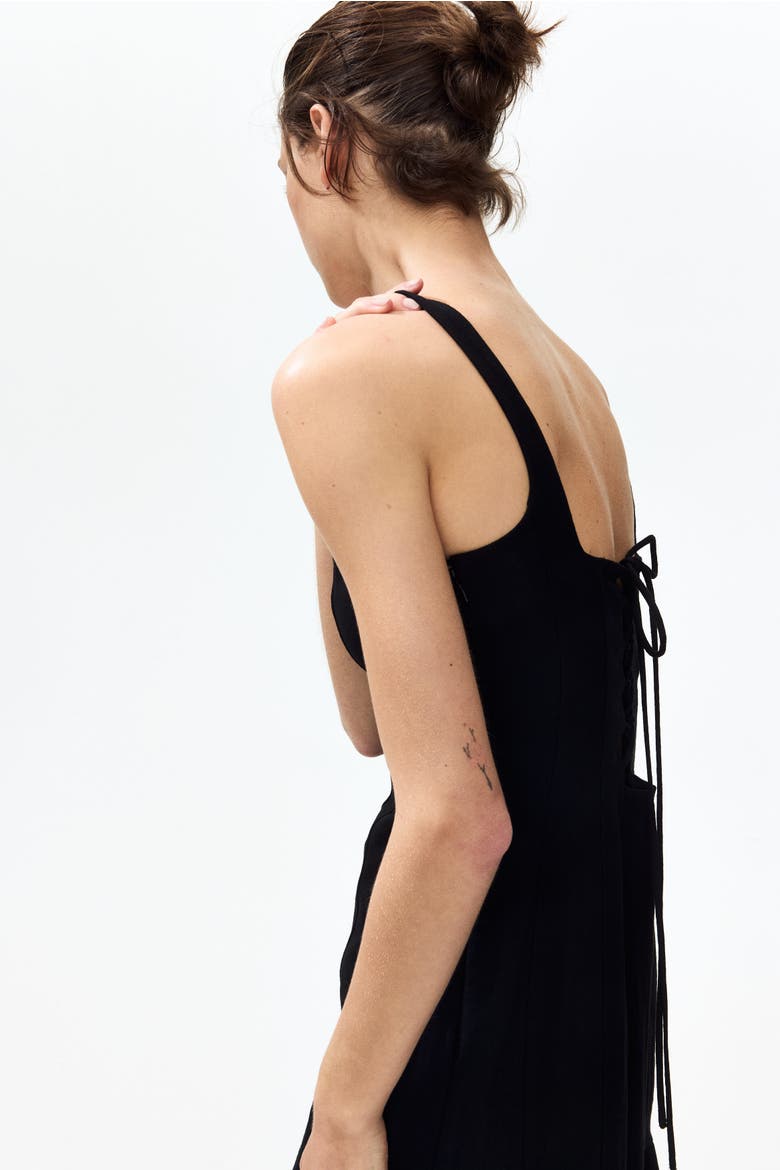 Flared-skirt Midi Dress, Alternate, color, Black