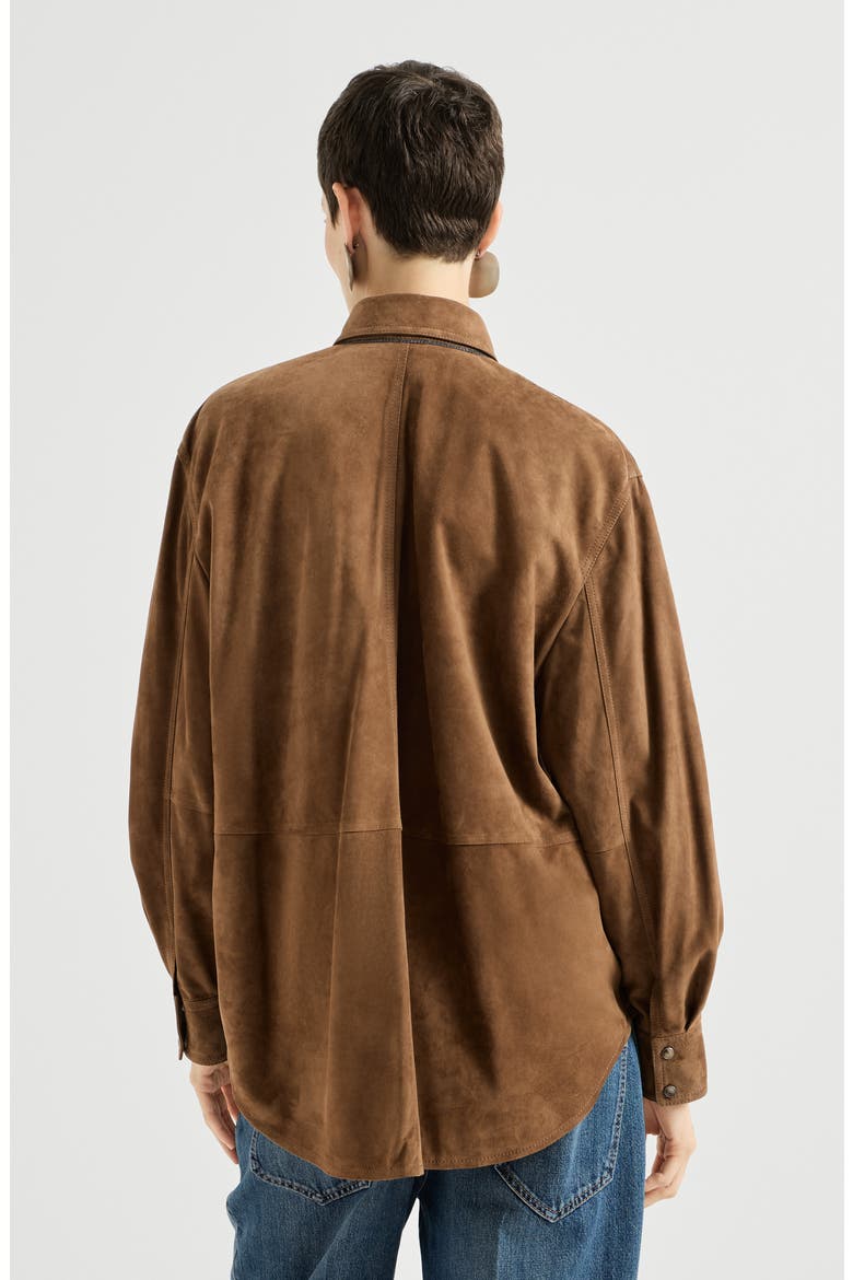 Suede shirt with monili, Alternate, color, Light Brown
