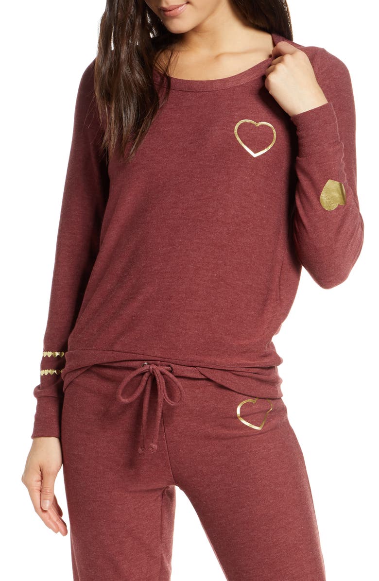 Chaser Cozy Knit Golden Heart Sweatshirt, Main, color,