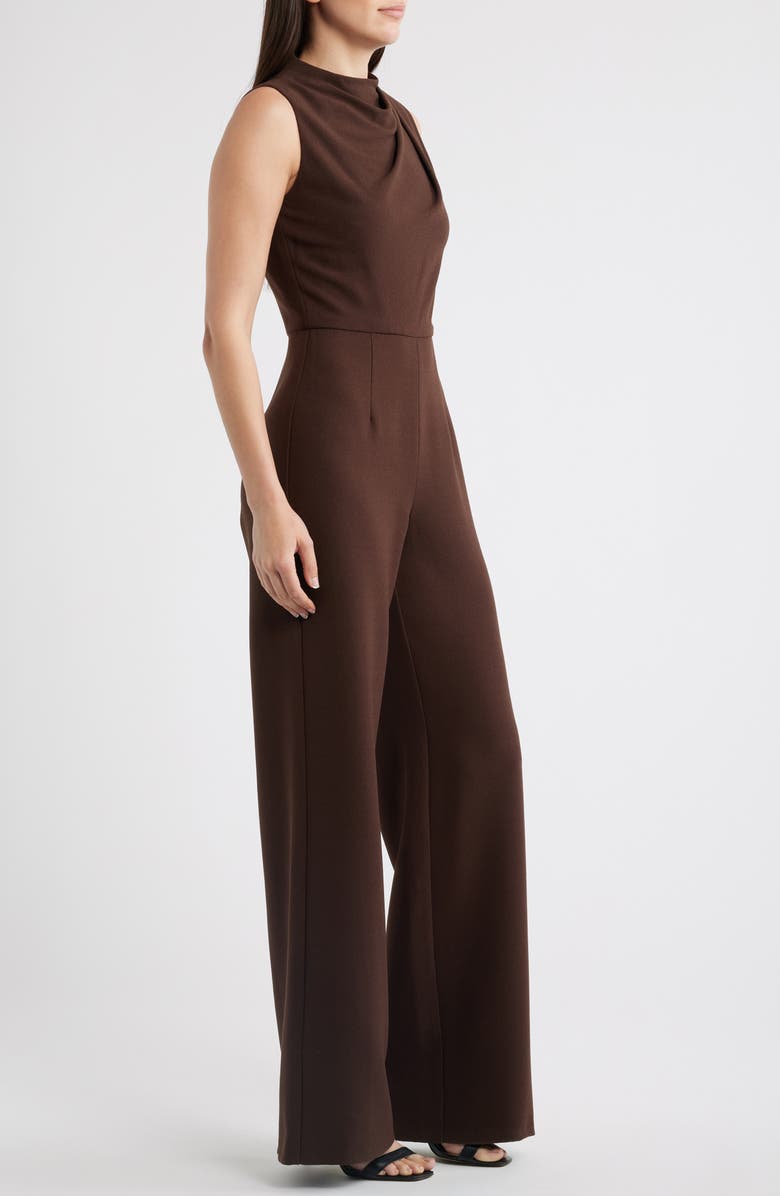 Black Halo Corrine Draped Bodice Wide Leg Jumpsuit, Alternate, color, Espresso