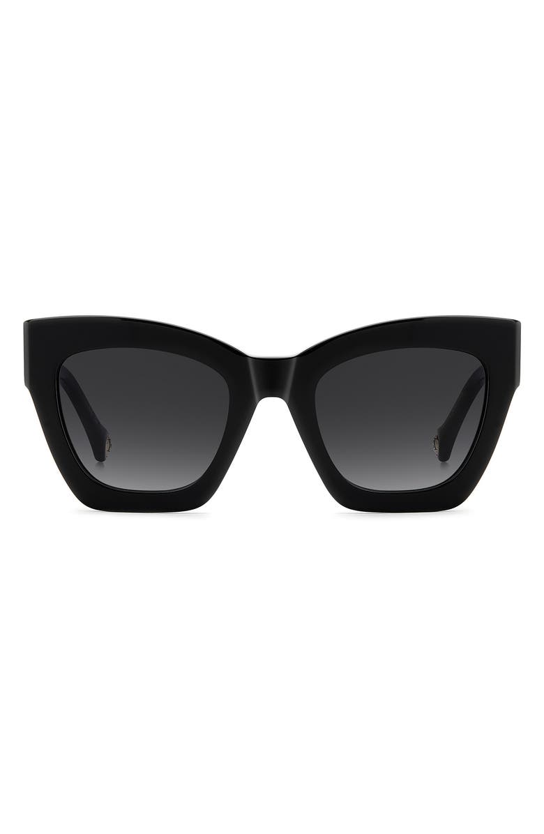 Carolina Herrera 52mm Gradient Cat Eye Sunglasses, Main, color, Black/ Dark Grey Sf