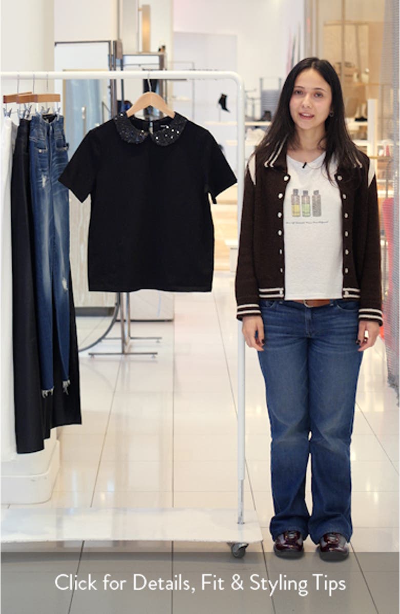 Sequin Embellished Cotton Peter Pan Collar Top, sales video thumbnail