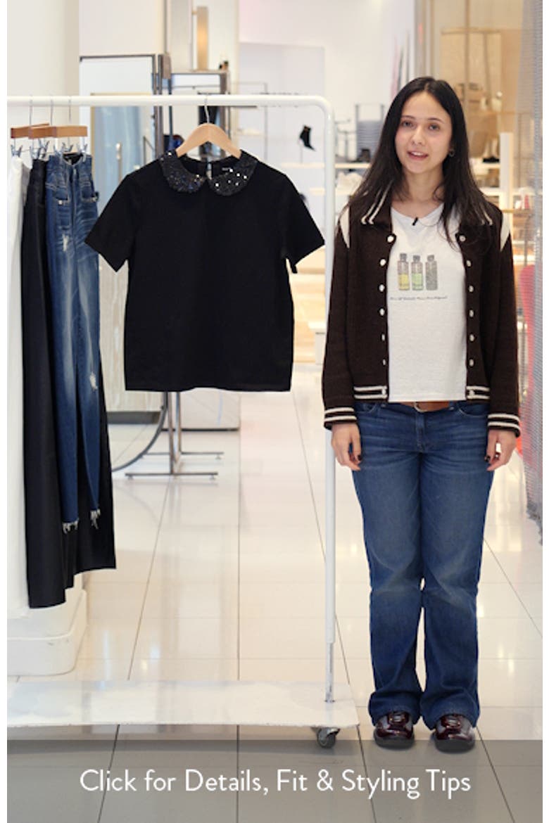 Sequin Embellished Cotton Peter Pan Collar Top video