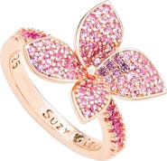 SUZY LEVIAN Pink Sapphire Flower with Diamond Accent Ring