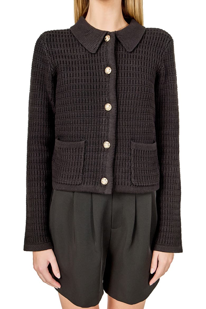 Collar Cardigan, Alternate, color, BLACK