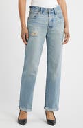 MOUSSY VINTAGE Copper High Waist Distressed Straight Leg Jeans