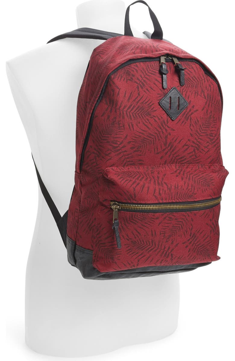 Topman Leaf Print Backpack, Alternate, color,