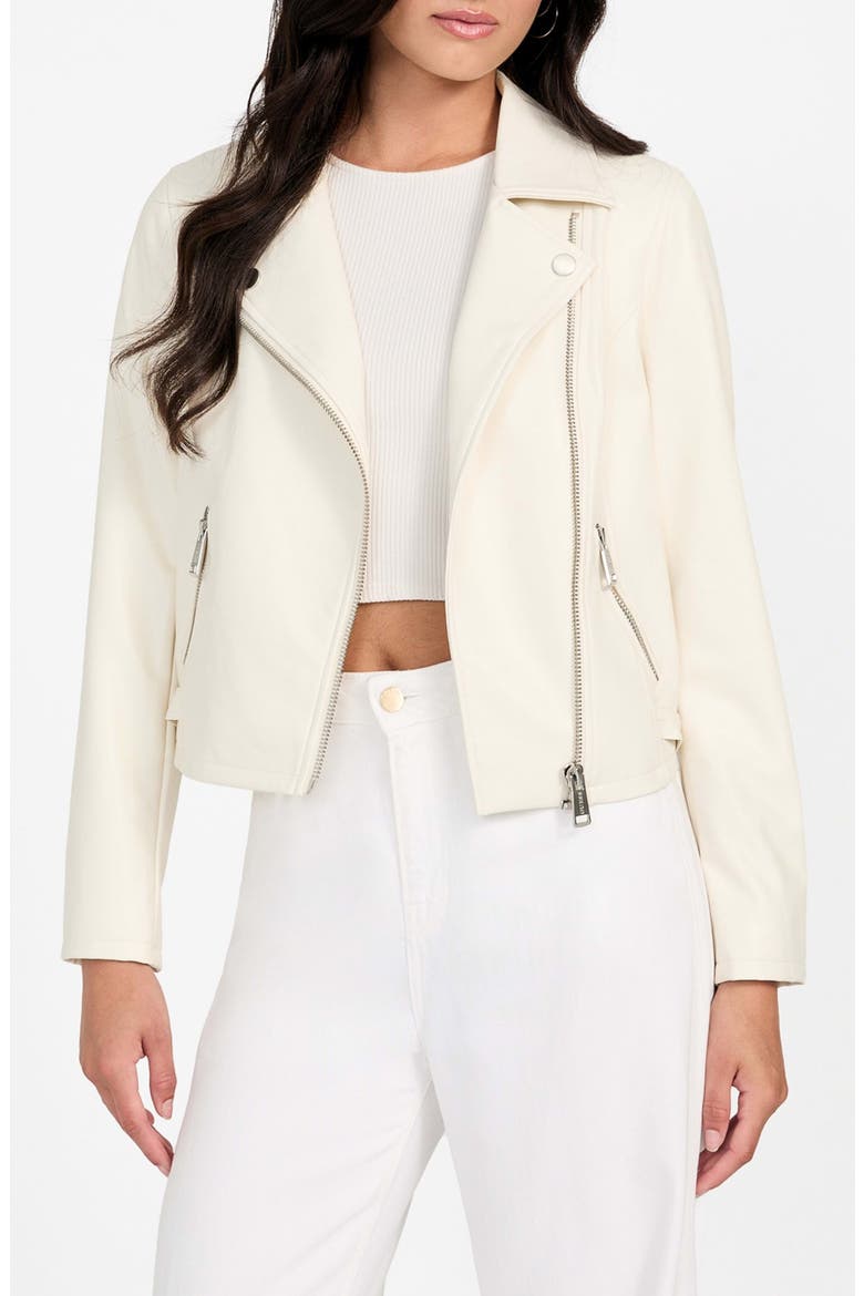 Miko Faux Leather Moto Jacket, Main, color, WHITE