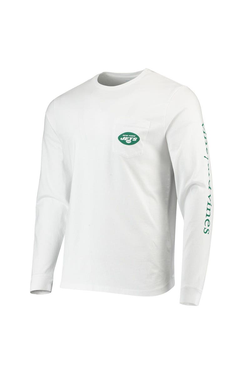 vineyard vines Men's Vineyard Vines White New York Jets Whale Helmet Long Sleeve T-Shirt, Alternate, color, 
