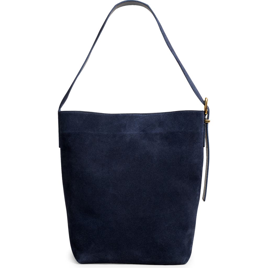 Madewell Essentials Suede Bucket Bag In Deep Indigo