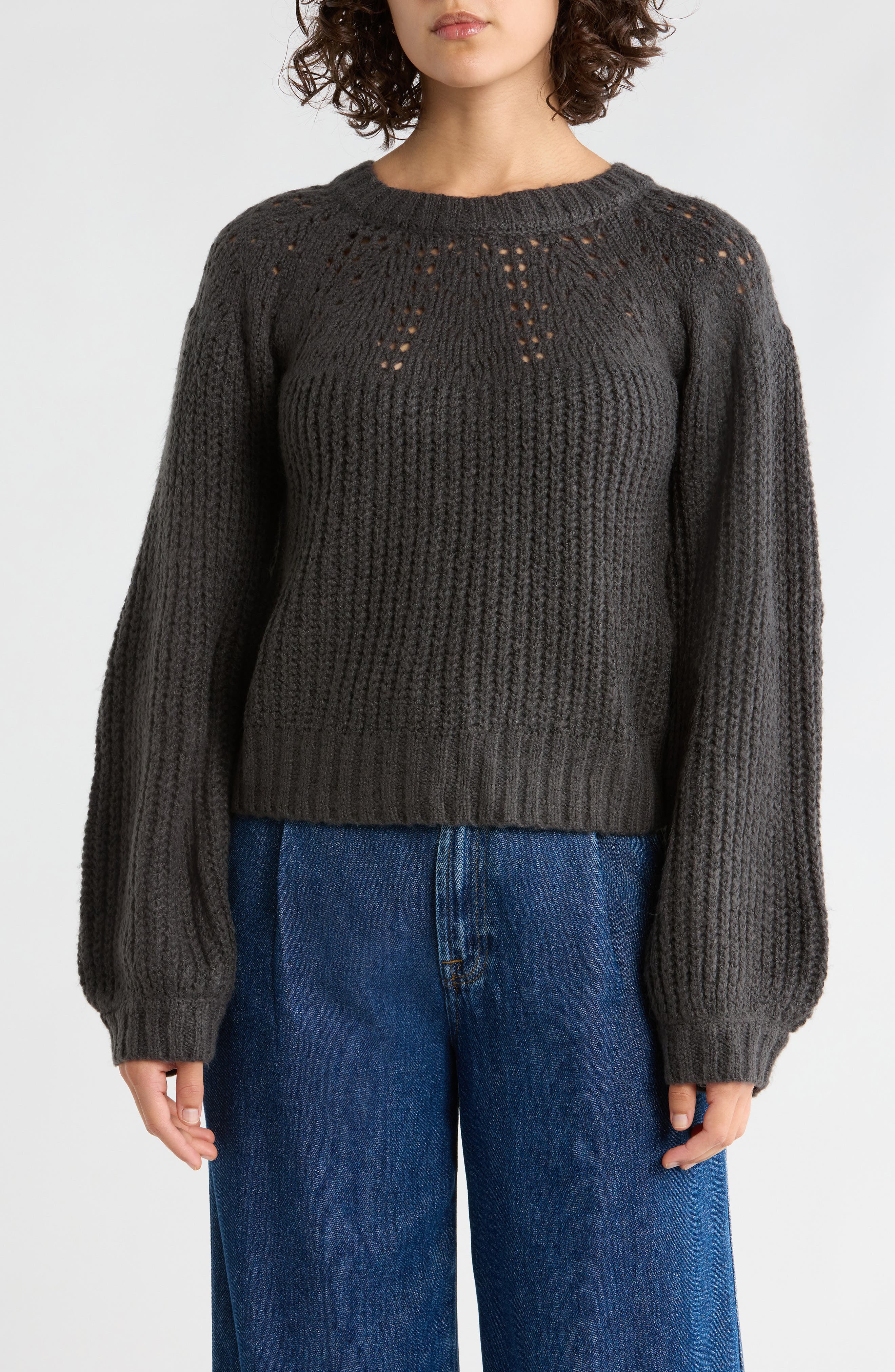 Bobeau Balloon Sleeve Sweater