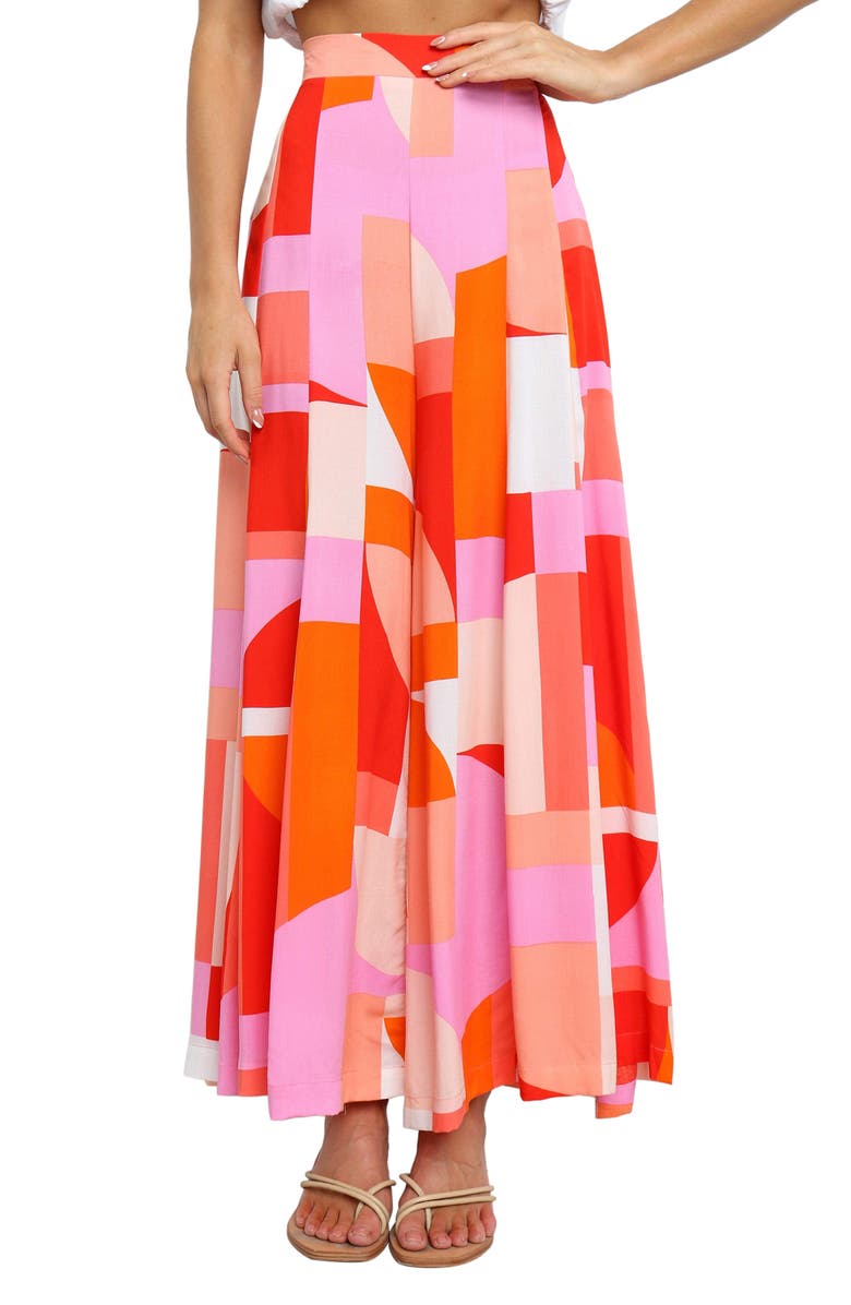 Petal & Pup Pomoa Geo Print Wide Leg Pants, Main, color, Pink