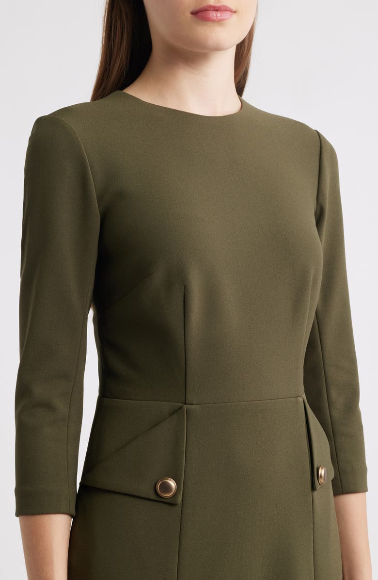 Eliza J Pocket Detail Sheath Dress, Alternate, color, Olive