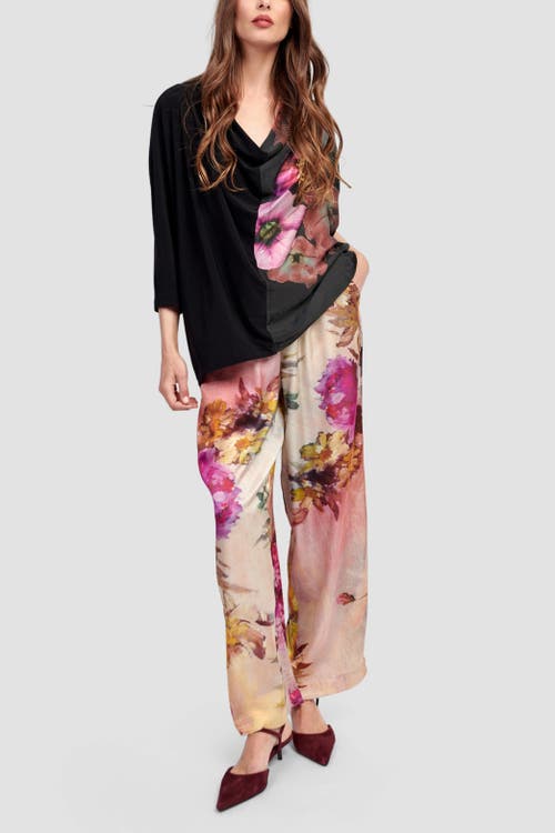 Alembika Rose-colored  Flowers Pull-on Dress Pants In Multi