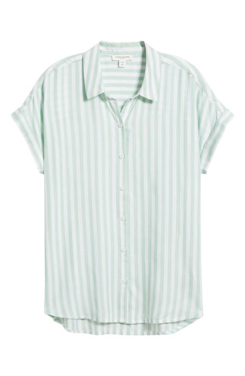 Beachlunchlounge Kenzie Stripe Short Sleeve Button-up Shirt In Deja Vu