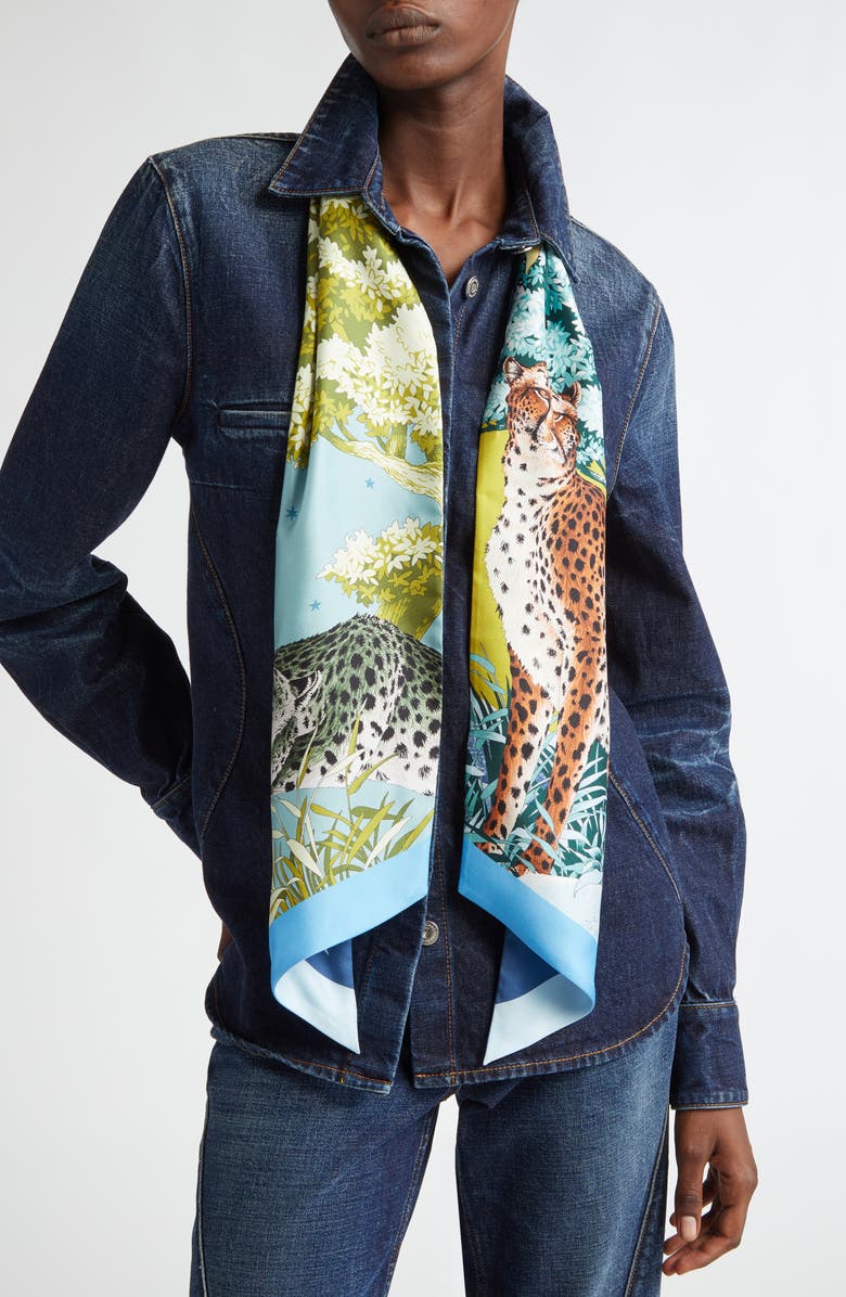 FERRAGAMO Day & Night Print Silk Scarf, Alternate, color,