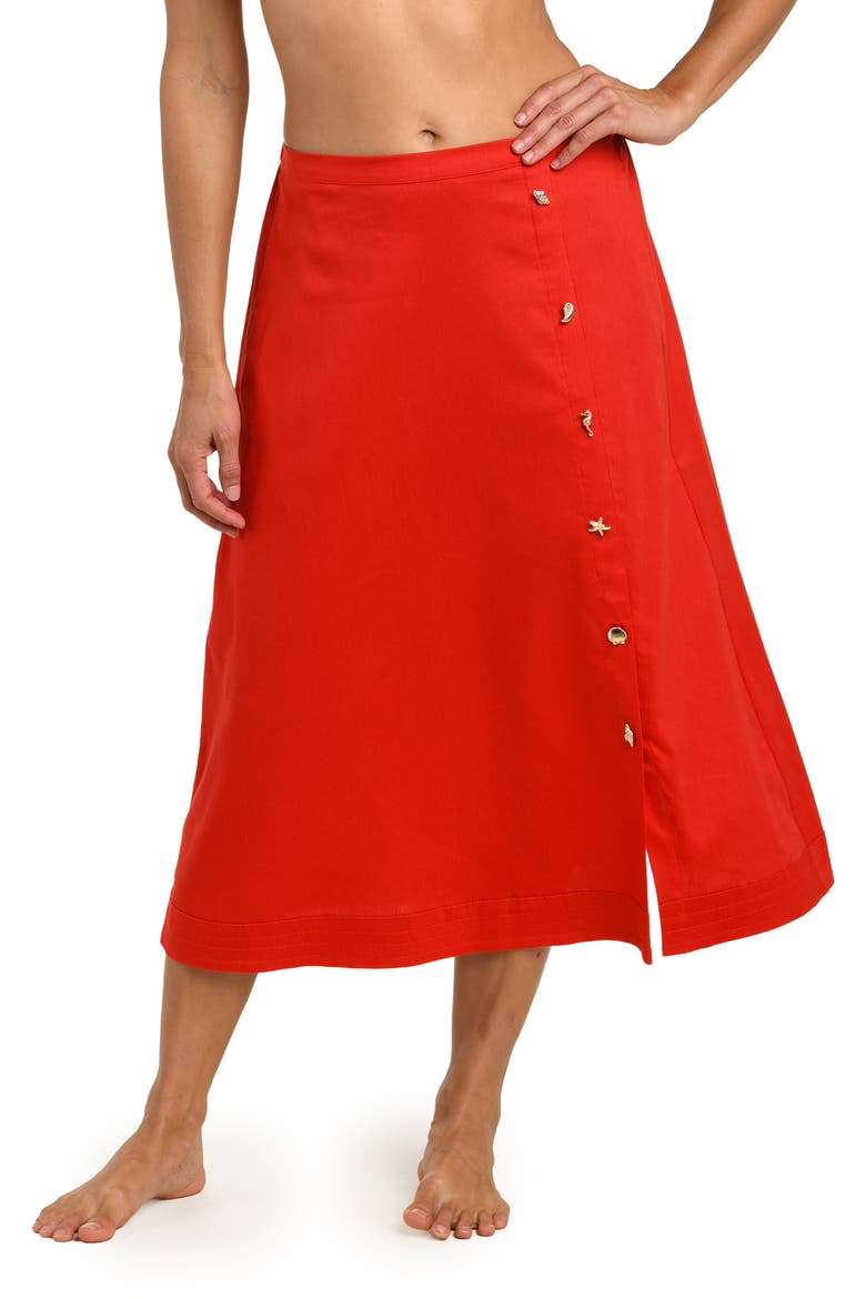 Harbor Breeze Midi Cover-Up Skirt, Alternate, color, RUBY