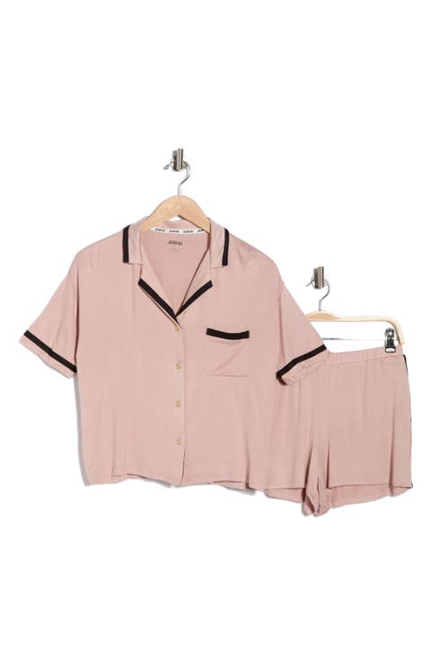 Contrast Trim Jersey Pajamas