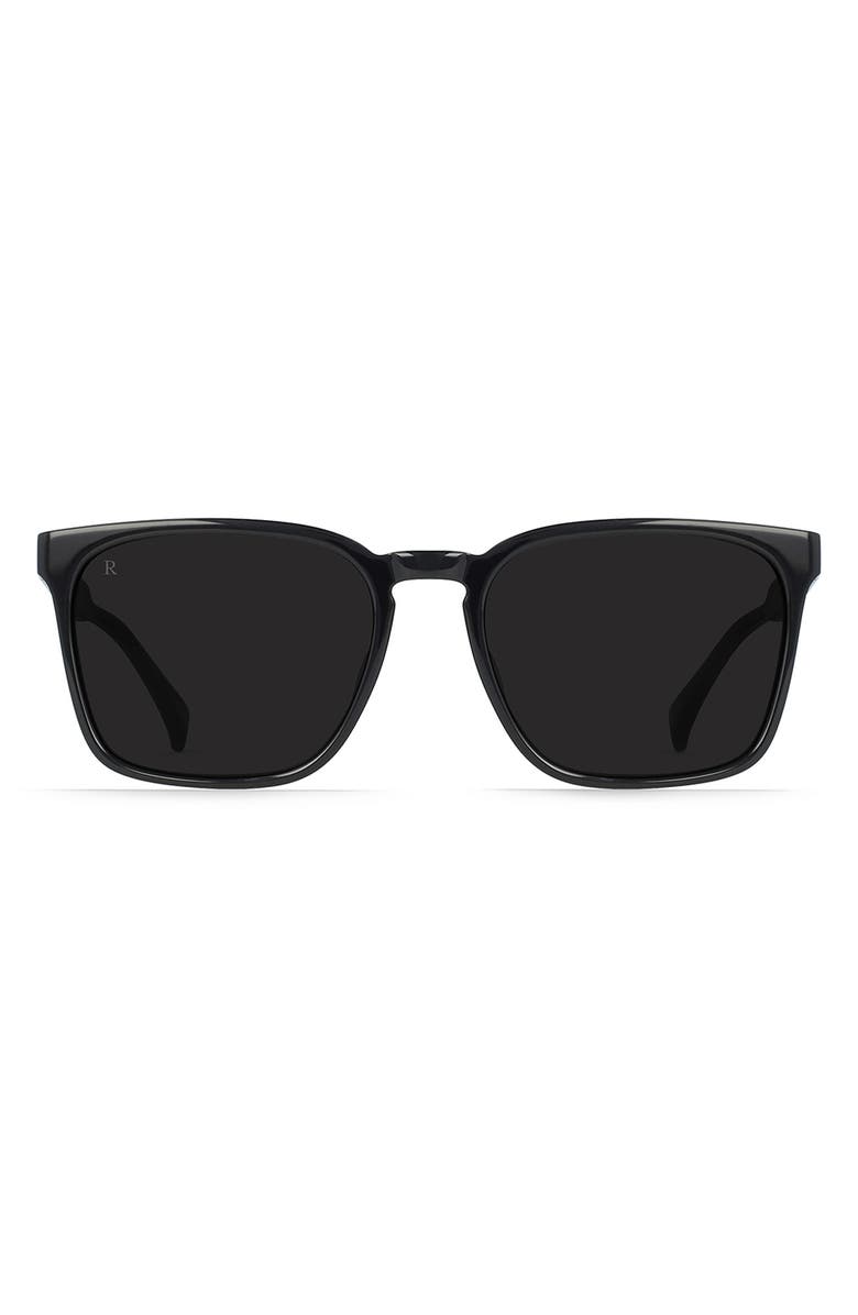 RAEN Pierce Polarized Square Sunglasses, Main, color, Recycled Black/ Dark Smoke