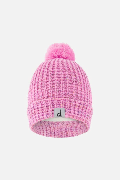 Winter Marled Rolled Cuff Pompom Knit Hat