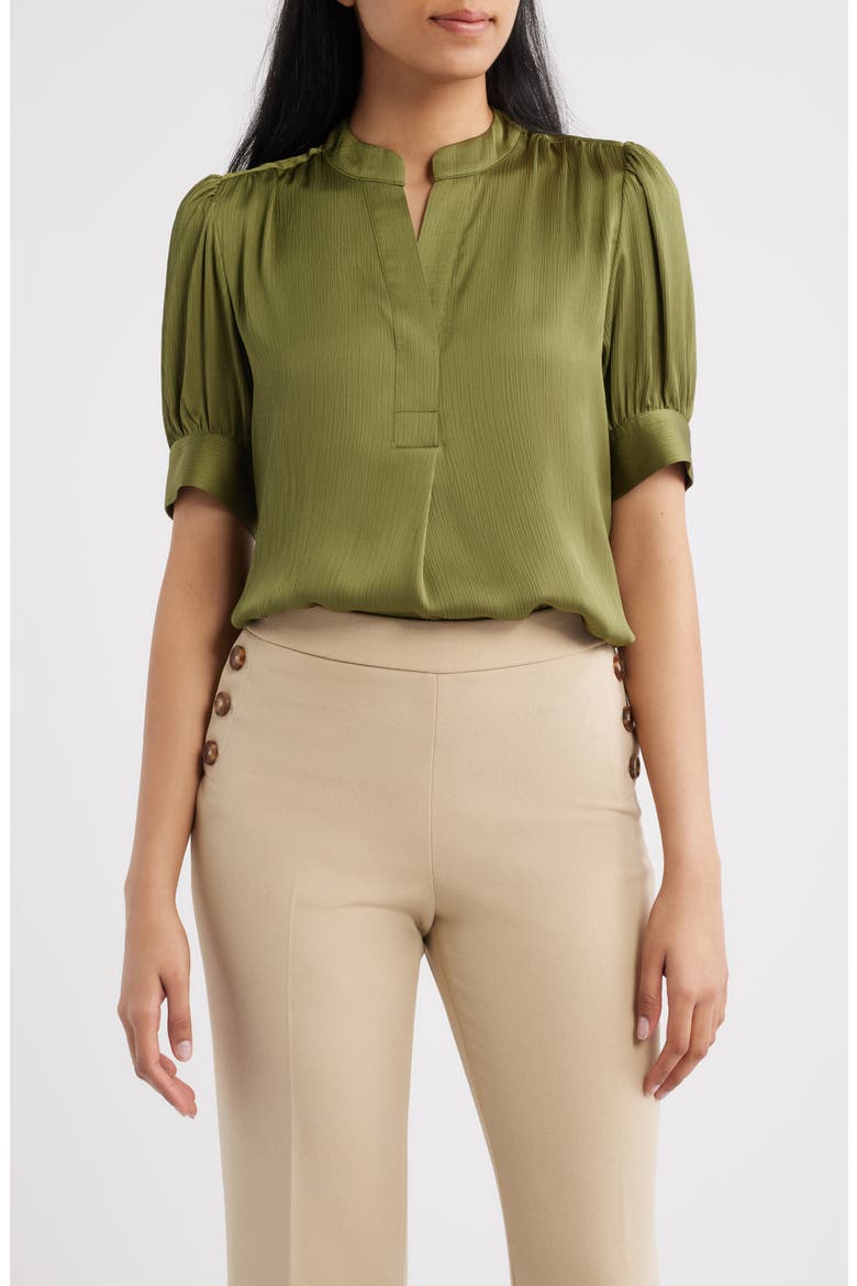 Crinkle Satine Top, Main, color, BAY LEAF