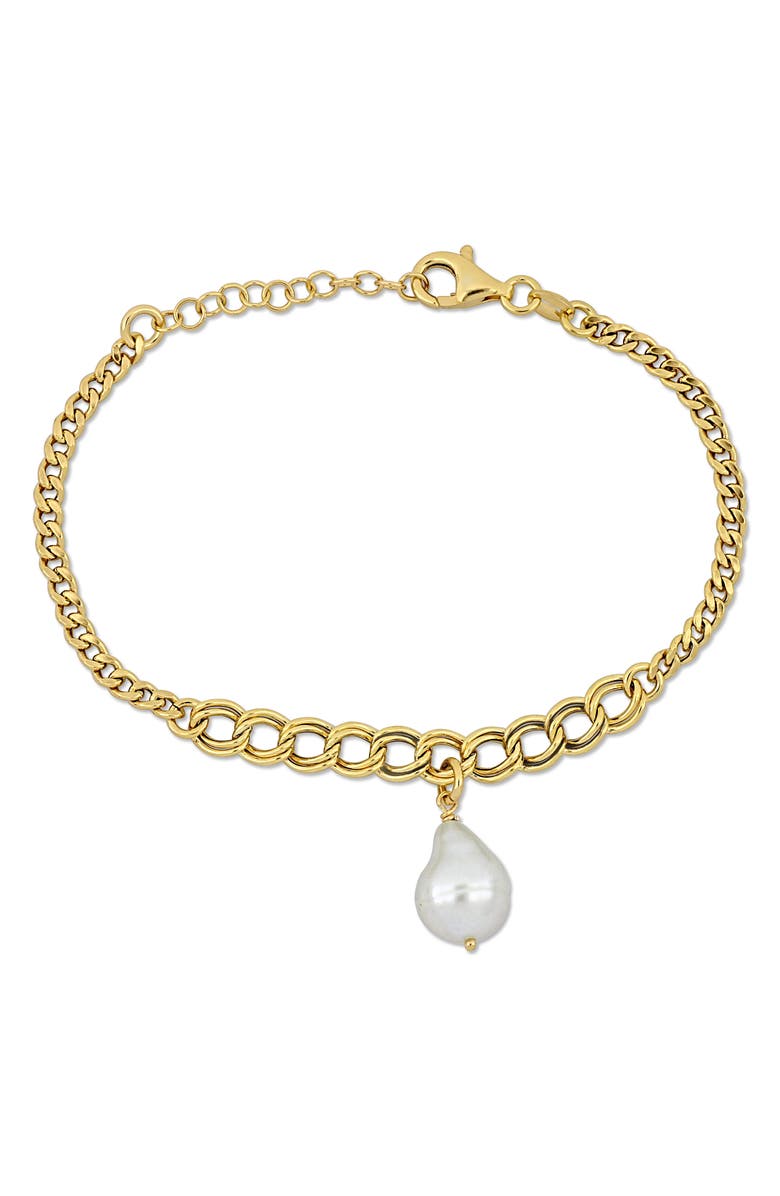 DELMAR 9.5-10mm Cultured Freshwater Pearl Chain Bracelet, Main, color, White