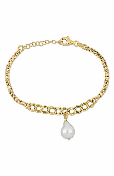 DELMAR 9.5-10mm Cultured Freshwater Pearl Chain Bracelet