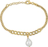 DELMAR 9.5-10mm Cultured Freshwater Pearl Chain Bracelet