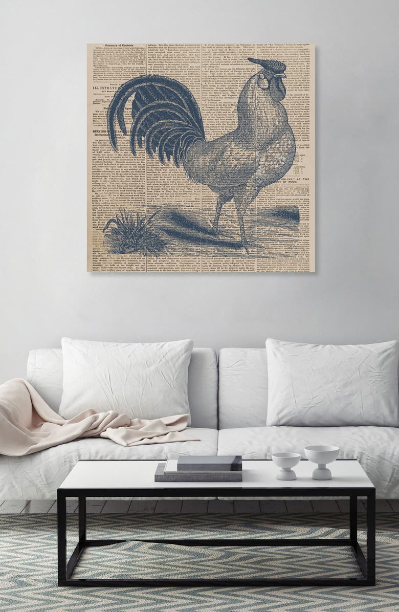 Oliver Gal Rooster Newspaper Canvas Wall Art, Alternate, color, 