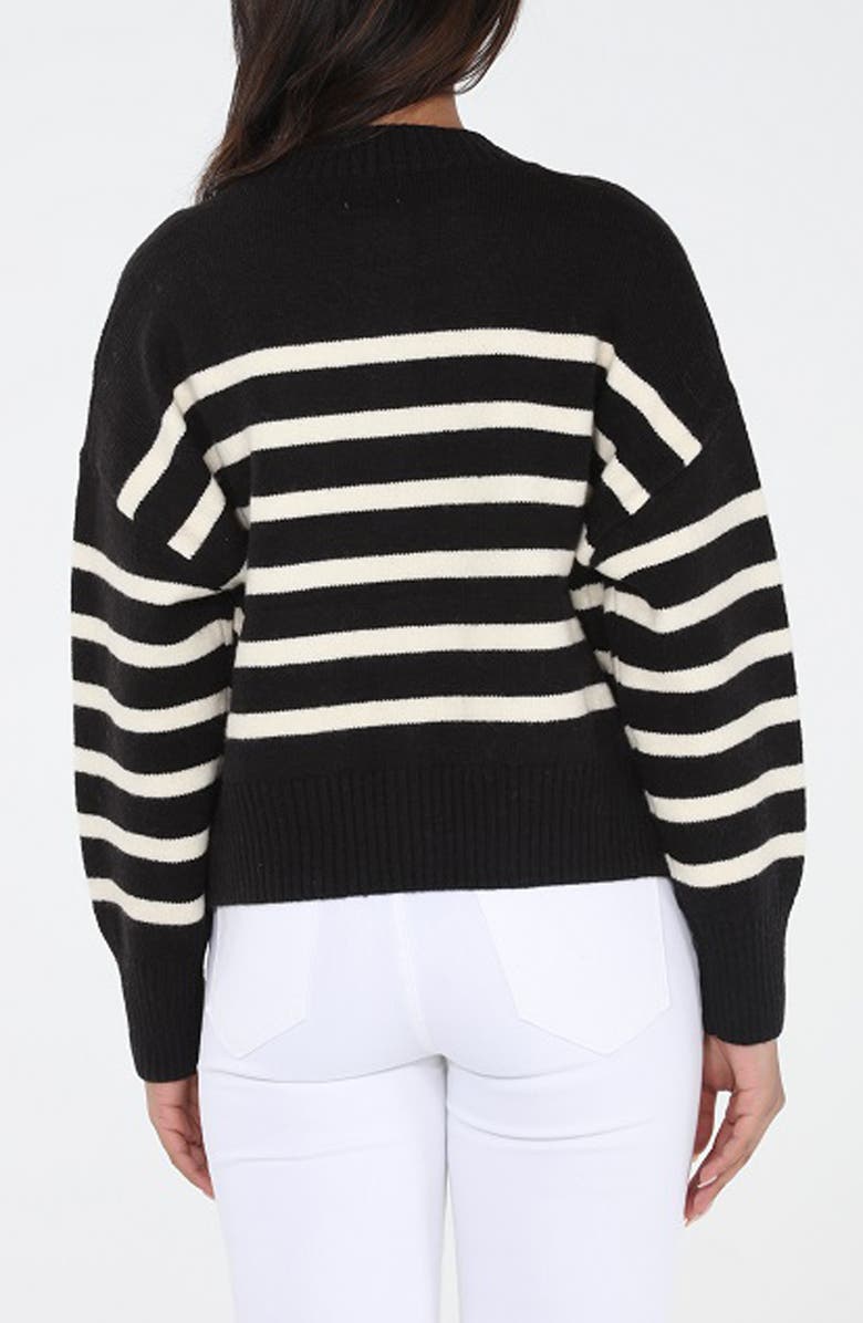 RAIN AND ROSE Stripe Knit Cardigan, Alternate, color, Black