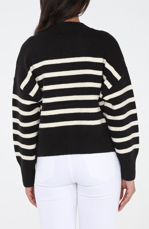 Rain And Rose Stripe Knit Cardigan In Black