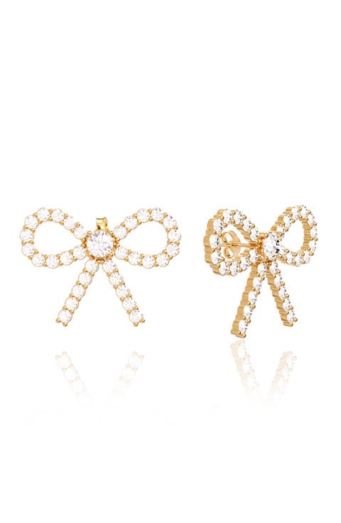 Pavé CZ Bow Stud Earrings