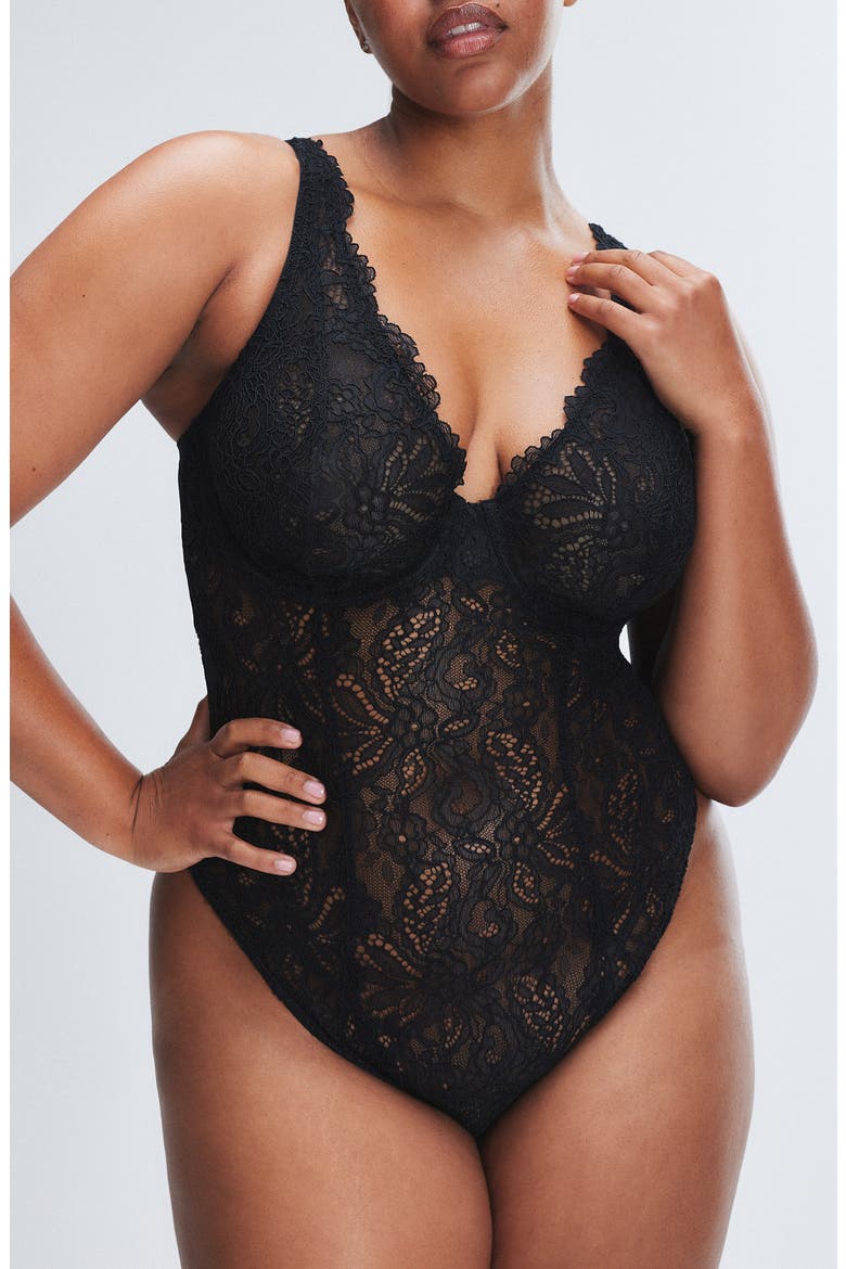 Romantic Corded Lace Underwire Teddy, Alternate, color, BLACK CAVIAR