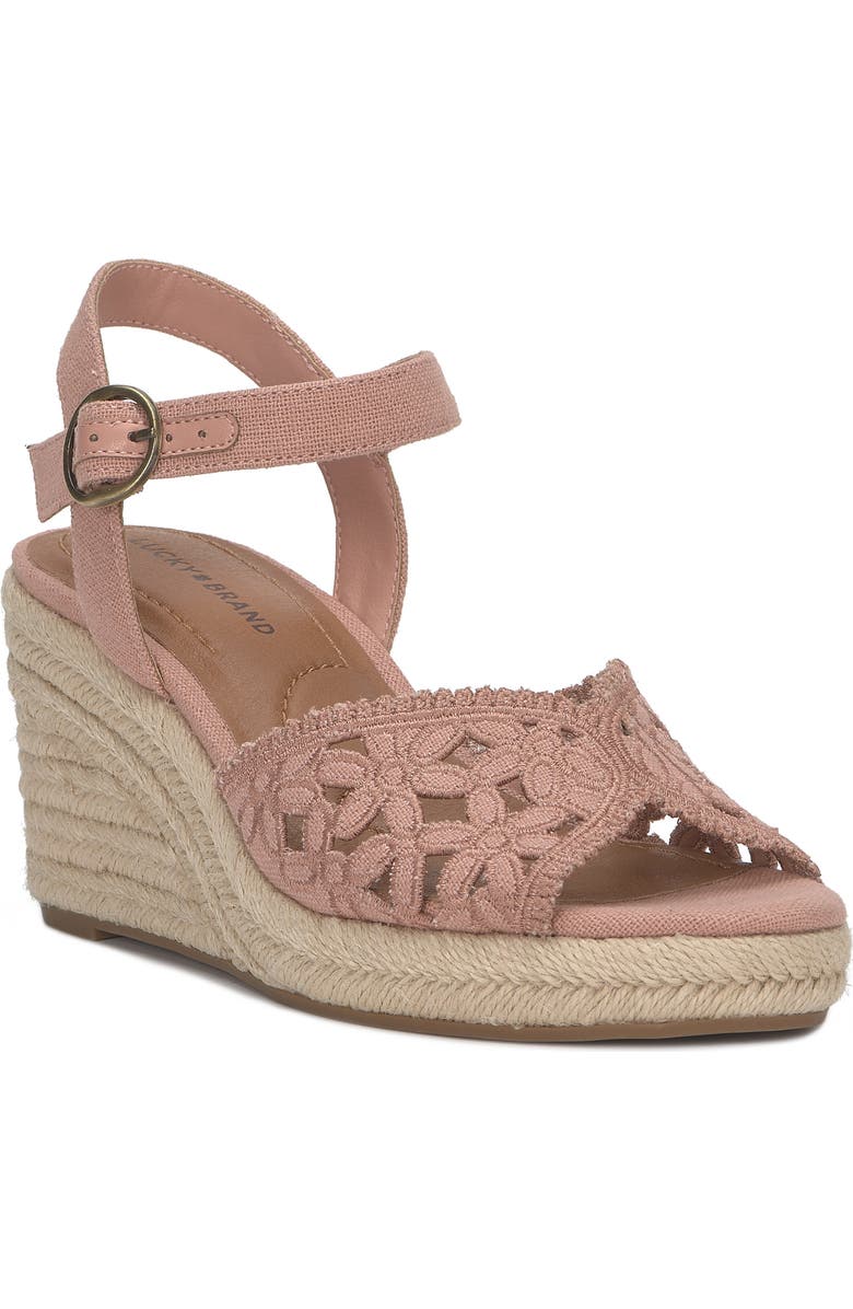 Lucky Brand Coyna Espadrille Ankle Strap Platform Wedge Sandal, Main, color, Bellini Linen