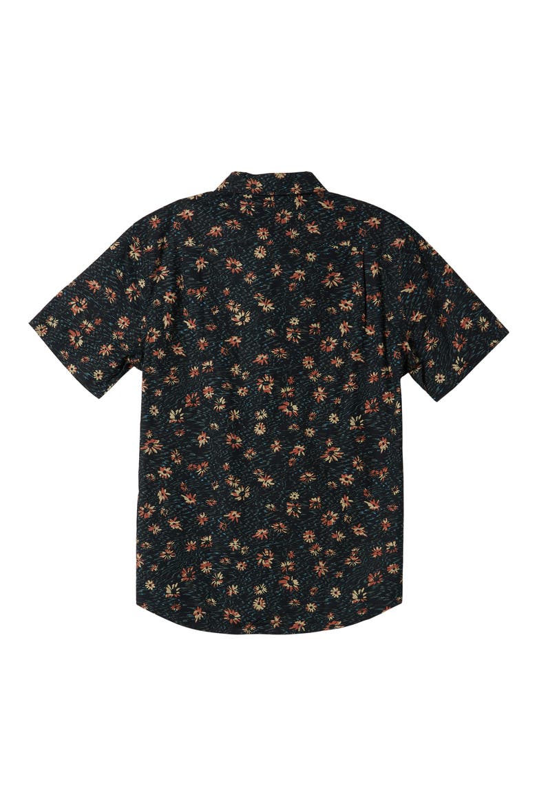 Kids' Future Hippie Floral Short Sleeve Button-Up Shirt, Alternate, color, BLACK