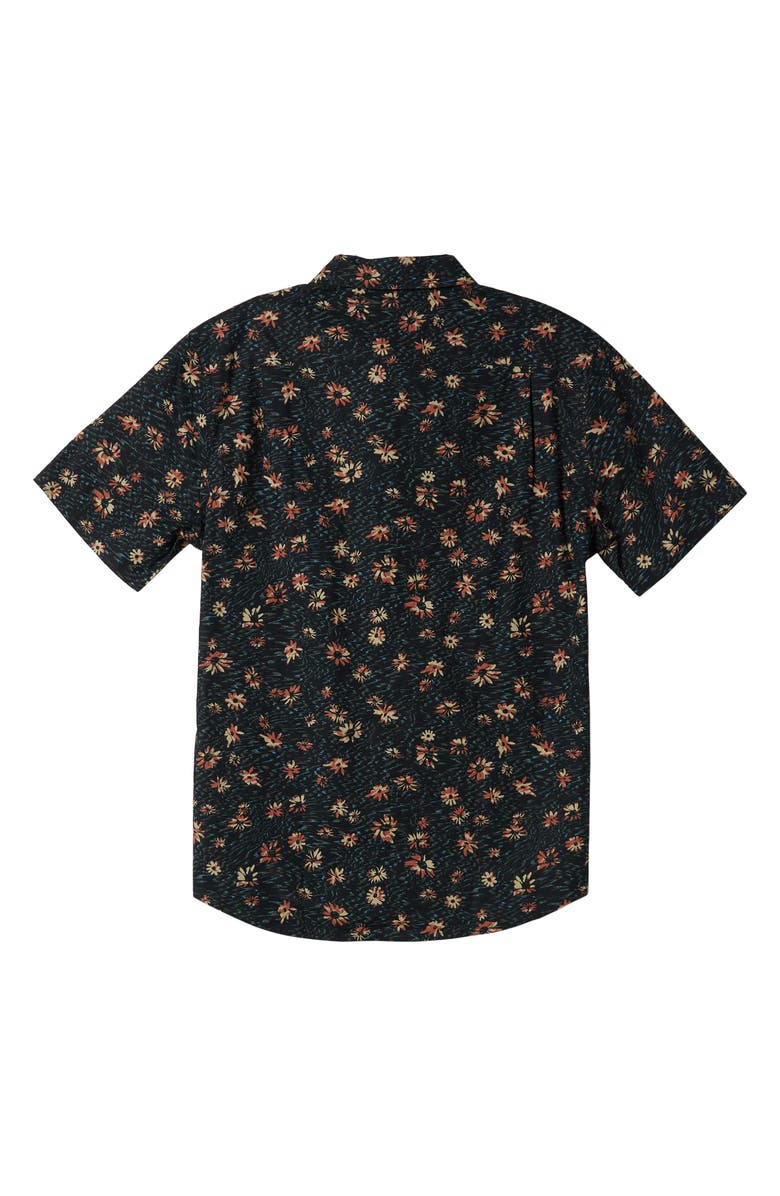 Quiksilver Kids' Future Hippie Floral Short Sleeve Button-Up Shirt, Alternate, color, Black
