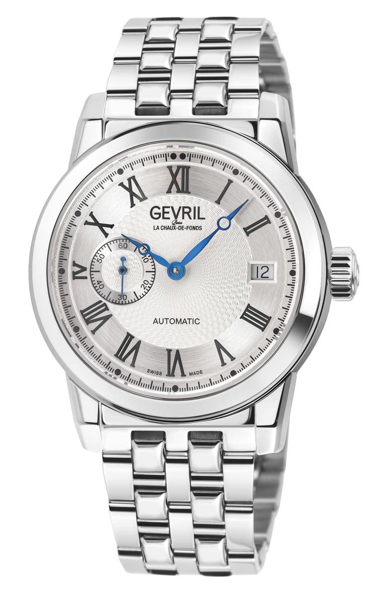 GEVRIL Madison Automatic Bracelet Watch, 39mm, Main, color, Silver