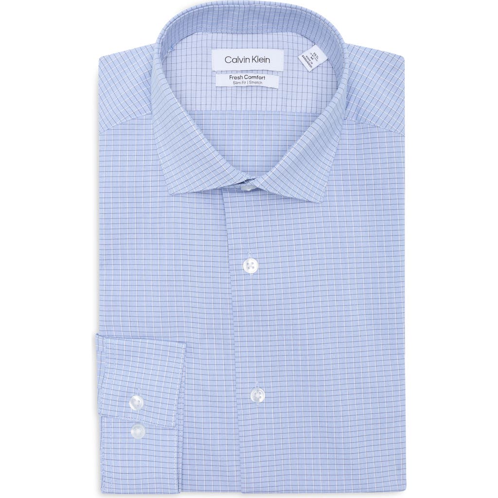 Calvin Klein Fresh Comfort Stretch Long Sleeve Slim Fit Dress Shirt In Petrol