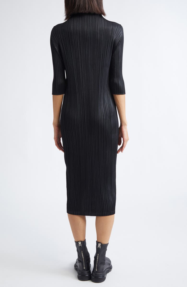 Pleats Please Issey Miyake Monthly Colors September Pleated Midi Dress, Alternate, color, Black