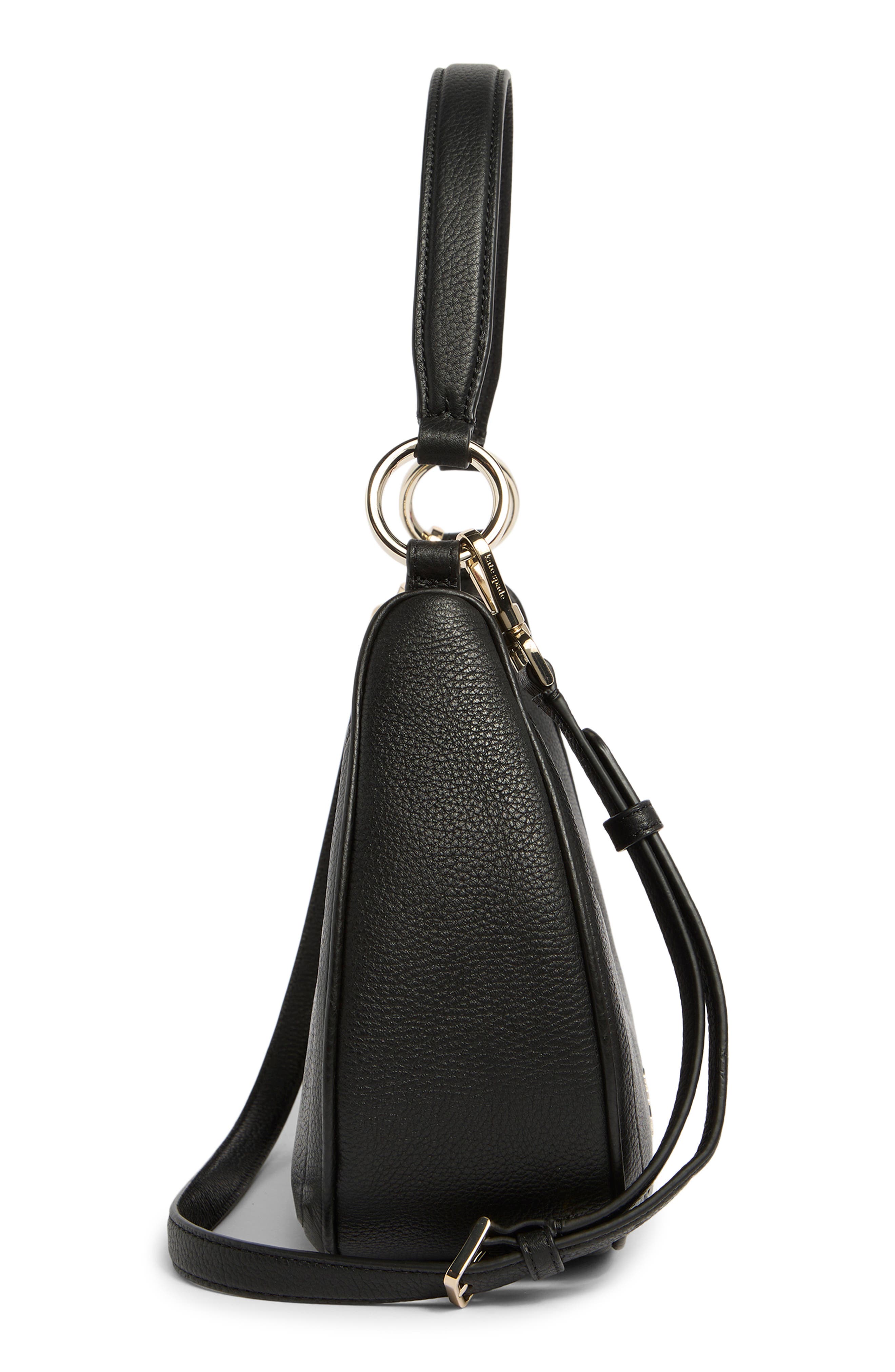 Kate Spade New York Leila Pebbled Leather Shoulder Bag, Alternate, color, Black