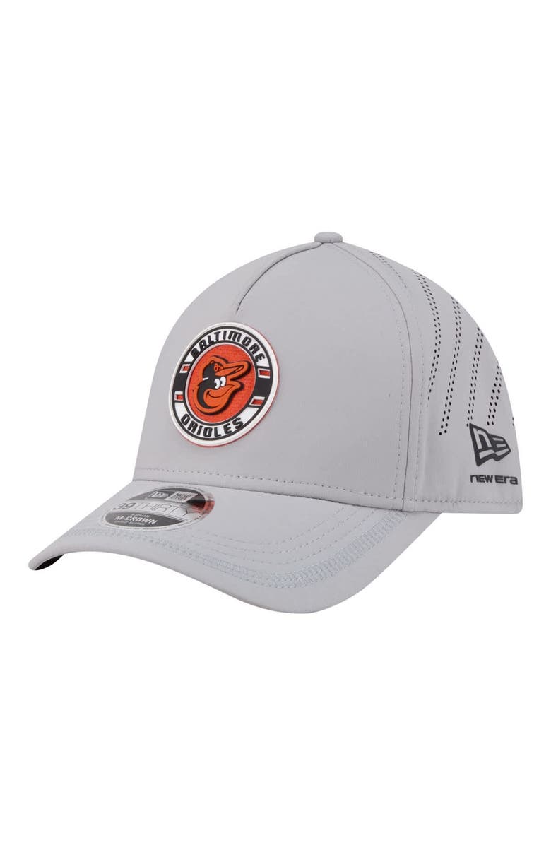 New Era Men's New Era Gray Baltimore Orioles Patch 39THIRTY A-Frame M-Crown Perforated Flex Hat, Main, color, Gray