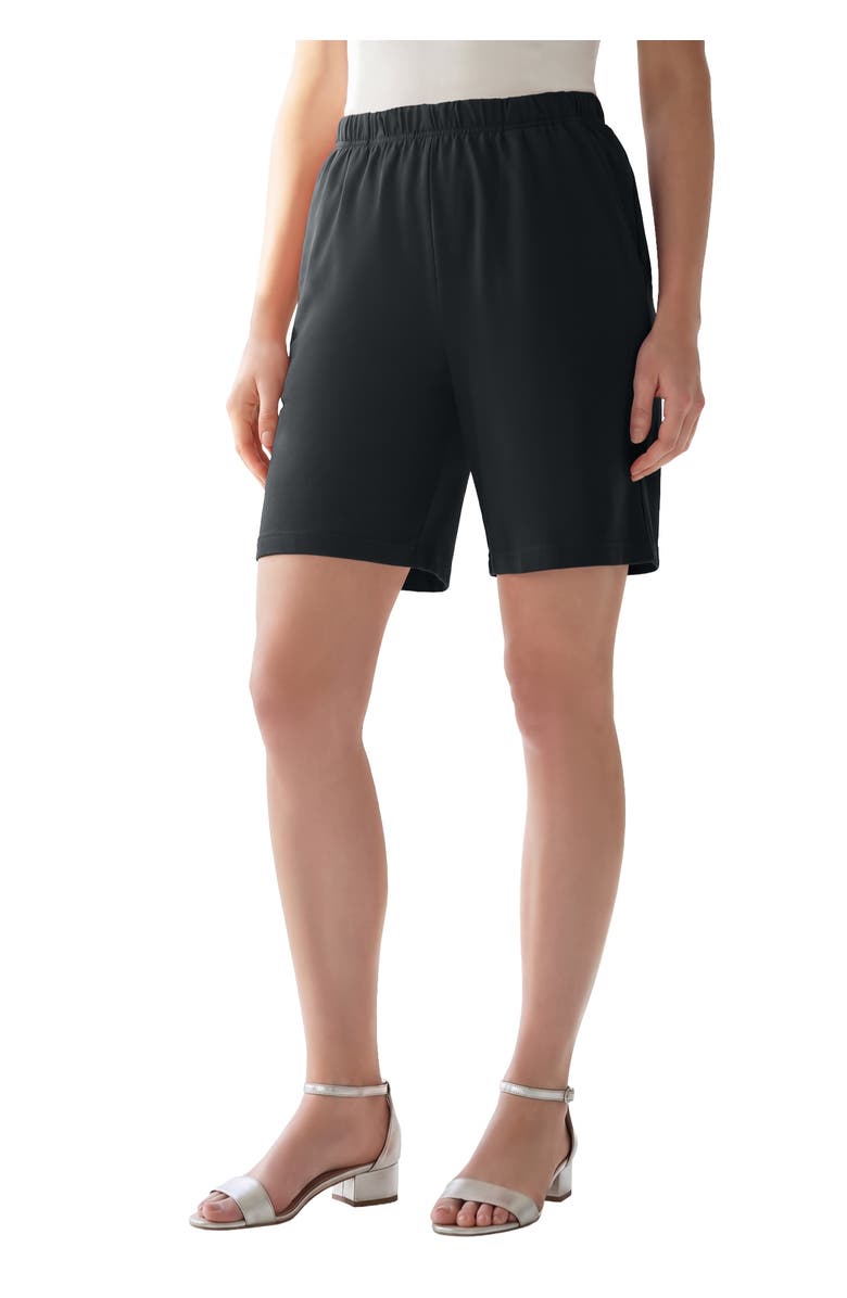 Roaman's Plus Size Soft Knit Pull-On Short, Main, color, Black