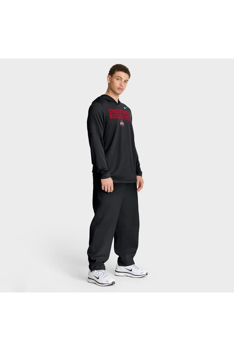 Men's Nike Black Ohio State Buckeyes 2025 Sideline Performance Long Sleeve Hoodie T-Shirt, Alternate, color, Black
