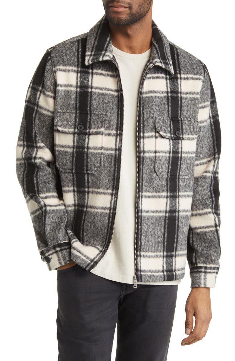 AllSaints Honshu Relaxed Fit Plaid Fleece Jacket, Main, color, 