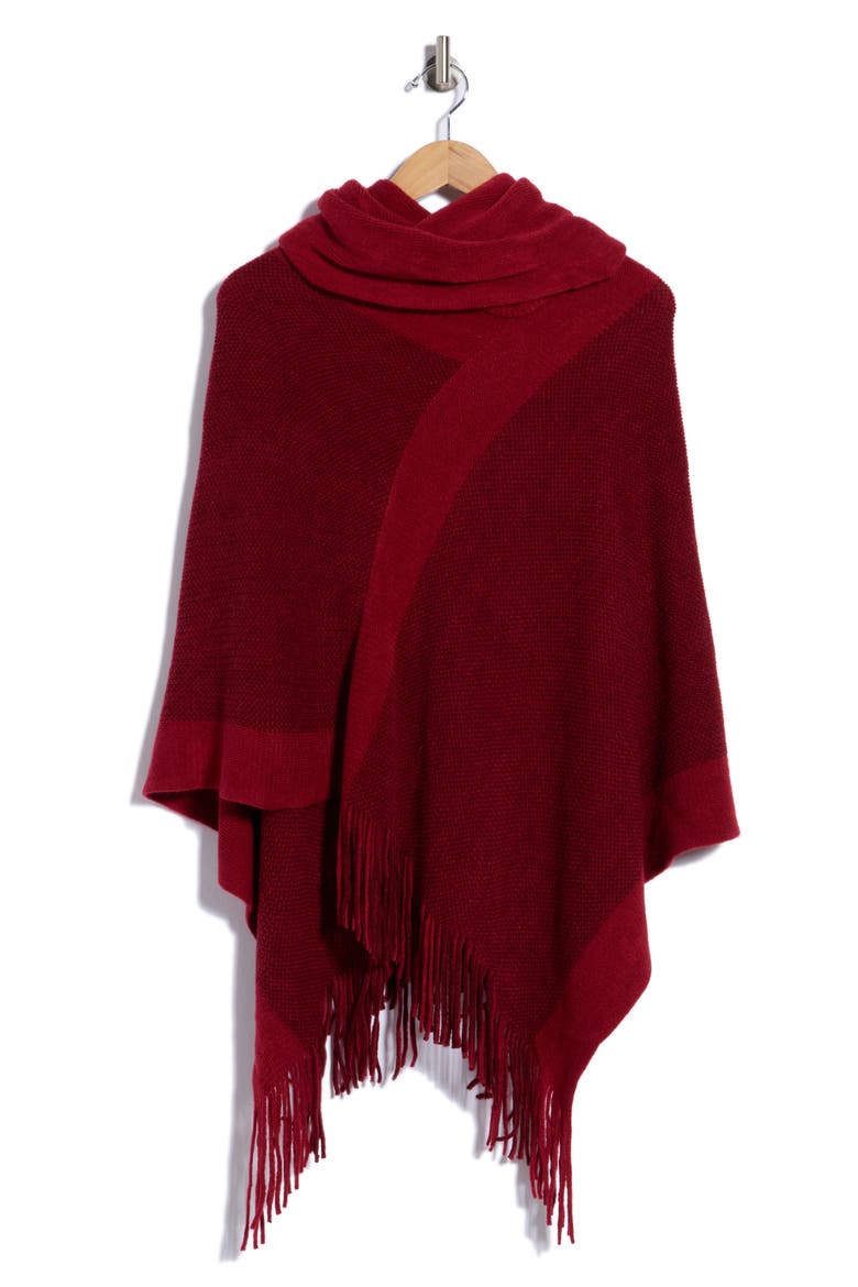 Cowl Neck Knit Poncho, Main, color, BURGUNDY