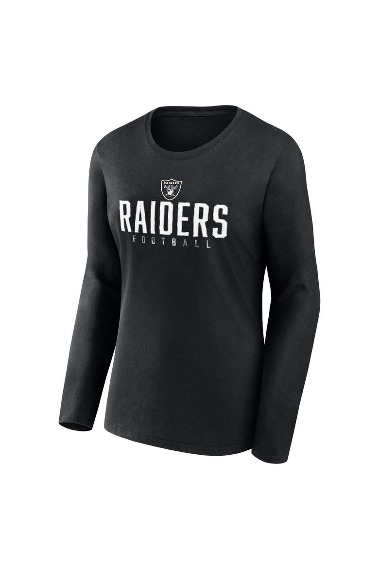 Women's Fanatics Branded Black Las Vegas Raiders Plus Size Foiled Play Long Sleeve T-Shirt, Alternate, color, Black