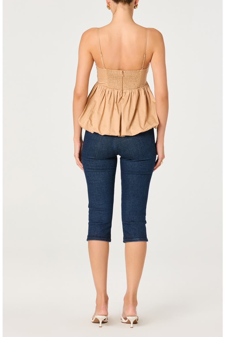 Alon Colorblock Bubble Hem Peplum Top, Alternate, color, TAN WHITE