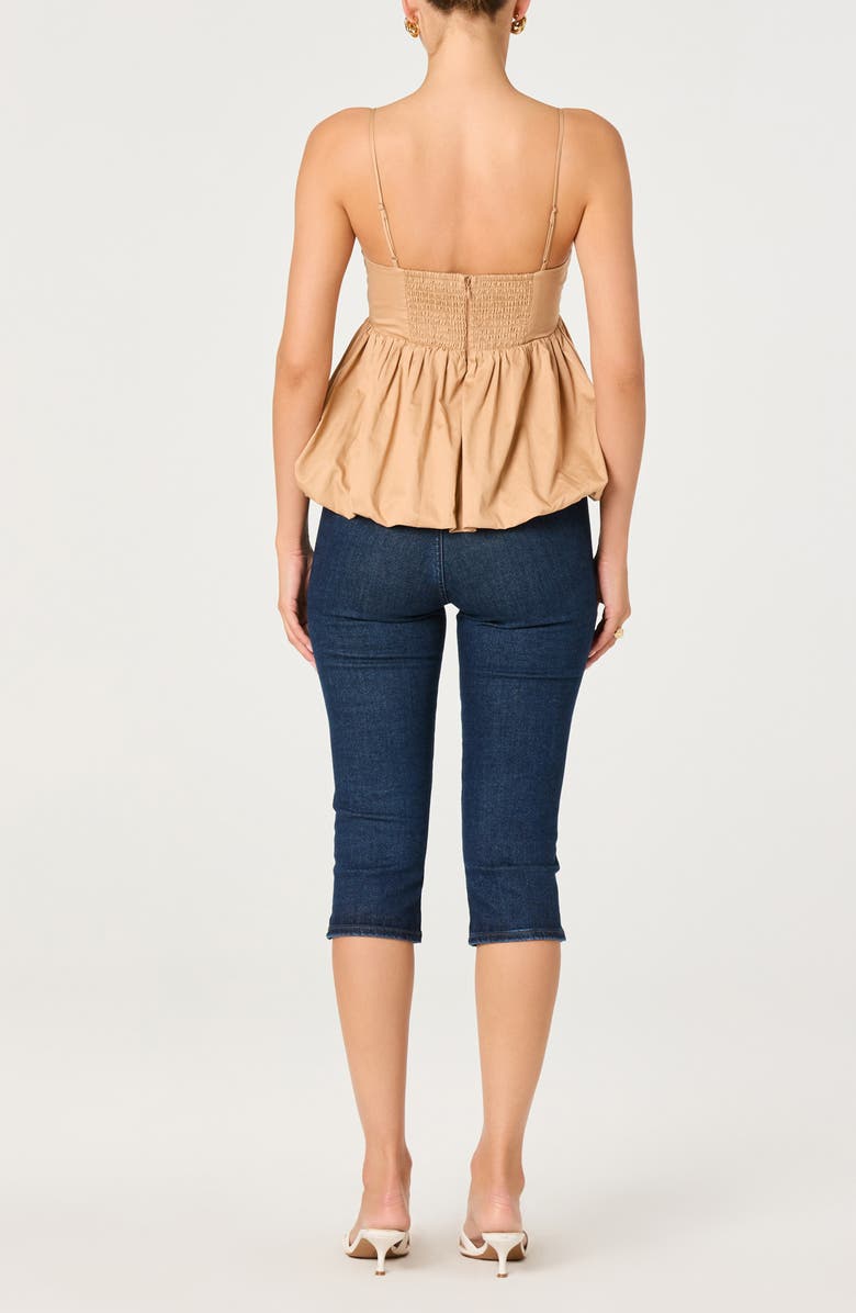 ASTR the Label Alon Colorblock Bubble Hem Peplum Top, Alternate, color, Tan White