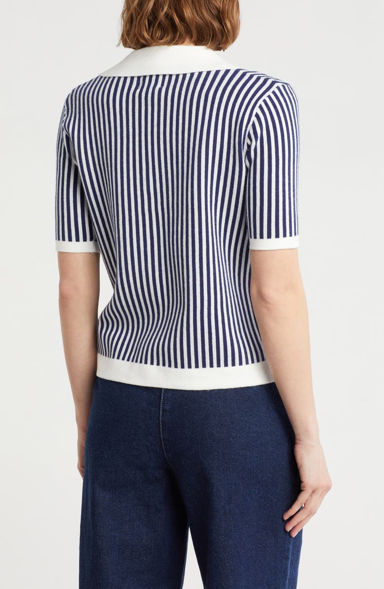 Stripe Short Sleeve Polo Cardigan